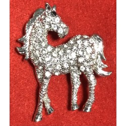 Vintage Diamante Horse Brooch